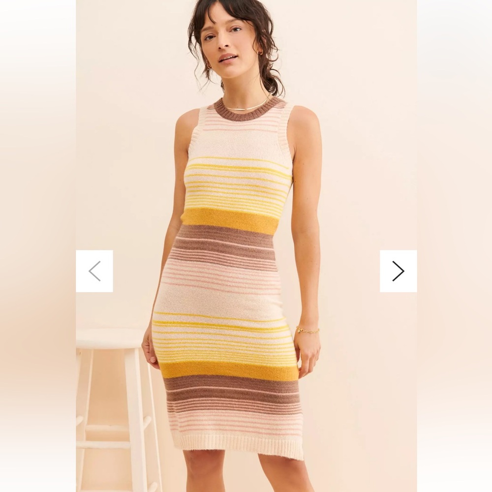 Native Cream Yellow Sheath Midi Dress
